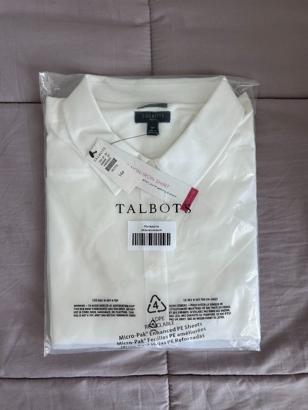 Talbots White Collared Button Down Shirt